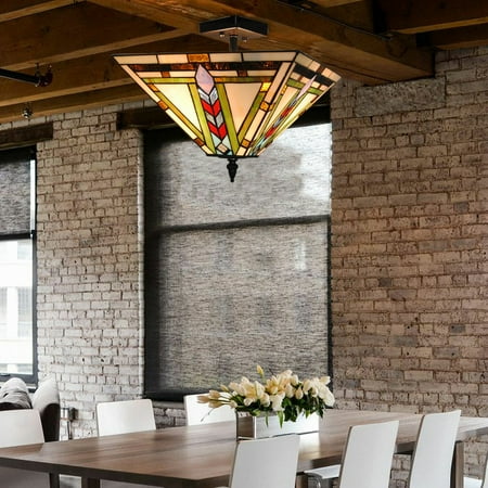 

Tiffany Style Ceiling Light Fixture Stained Glass Hanging Pendant Light Fixture