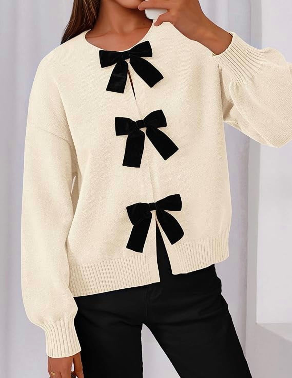 PRETTYGARDEN Women's Bow Tie Front Cardigan Sweater photo 6