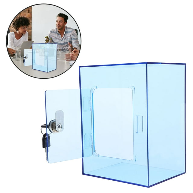 TEHAUX Clear Money Saving Box With Lock For Tips Monitoring On Desks 1 Set