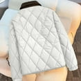 thumbnail image 6 of Oksale Womens Diamond Puffer Jacket Trendy Lapel Jackets with Pockets Casual Button Down Coats Loose Long Sleeve Winter Overcoats White S, 6 of 6
