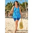 thumbnail image 6 of Swim 365 Women's Plus Size Longer-Length Ruched V-Neck Braided Racerback Tankini Top, 6 of 6