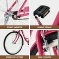 thumbnail image 5 of Viribus Women's Comfort Bike 26 Inch Beach & City Cruiser Bicycle with Basket Rack Pink, 5 of 12