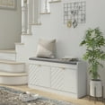 thumbnail image 2 of HOMCOM Shoe Bench with 2 Flip Drawers, Cushion, 8 Pairs for Entryway White, 2 of 10