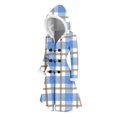 thumbnail image 6 of Christmas Mid Length Plaid Winter Coat for Women Plush Cuffs Long Sleeve Crewneck Button Down Cardigan Jacket for Holiday Light Blue S, 6 of 8