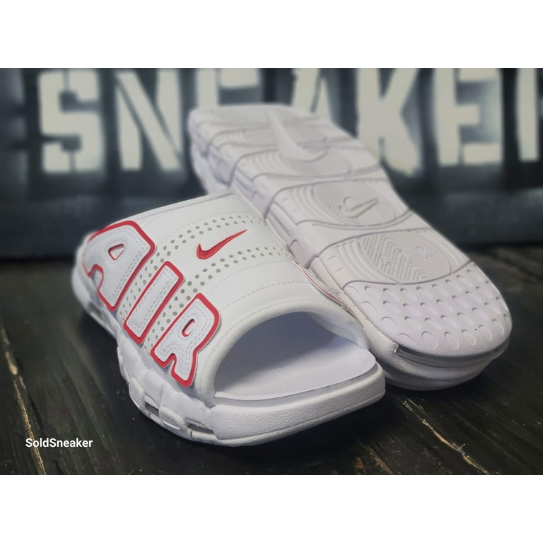 Nike Air More Uptempo Slide Sandals White Red Slide Sport
