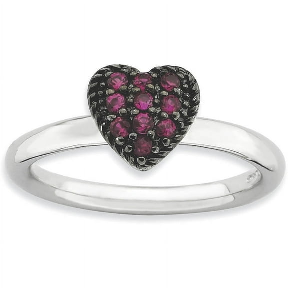 Created Ruby Sterling Silver Heart Ring