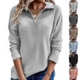 thumbnail image 6 of Womens Half Zip Pullover Sweatshirt Long Sleeve Lapel Quarter Zipper Lightweight Sweatshirts Fall Fashion Tops, 6 of 9