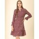 thumbnail image 2 of Vestido A Media Pierna De Leopardo Con Dobladillo Con Volantes Y Manga Larga En La Parte Delantera Con Cuello Redondo Y Cuello Redondo Para Mujer Rojo M, 2 of 6
