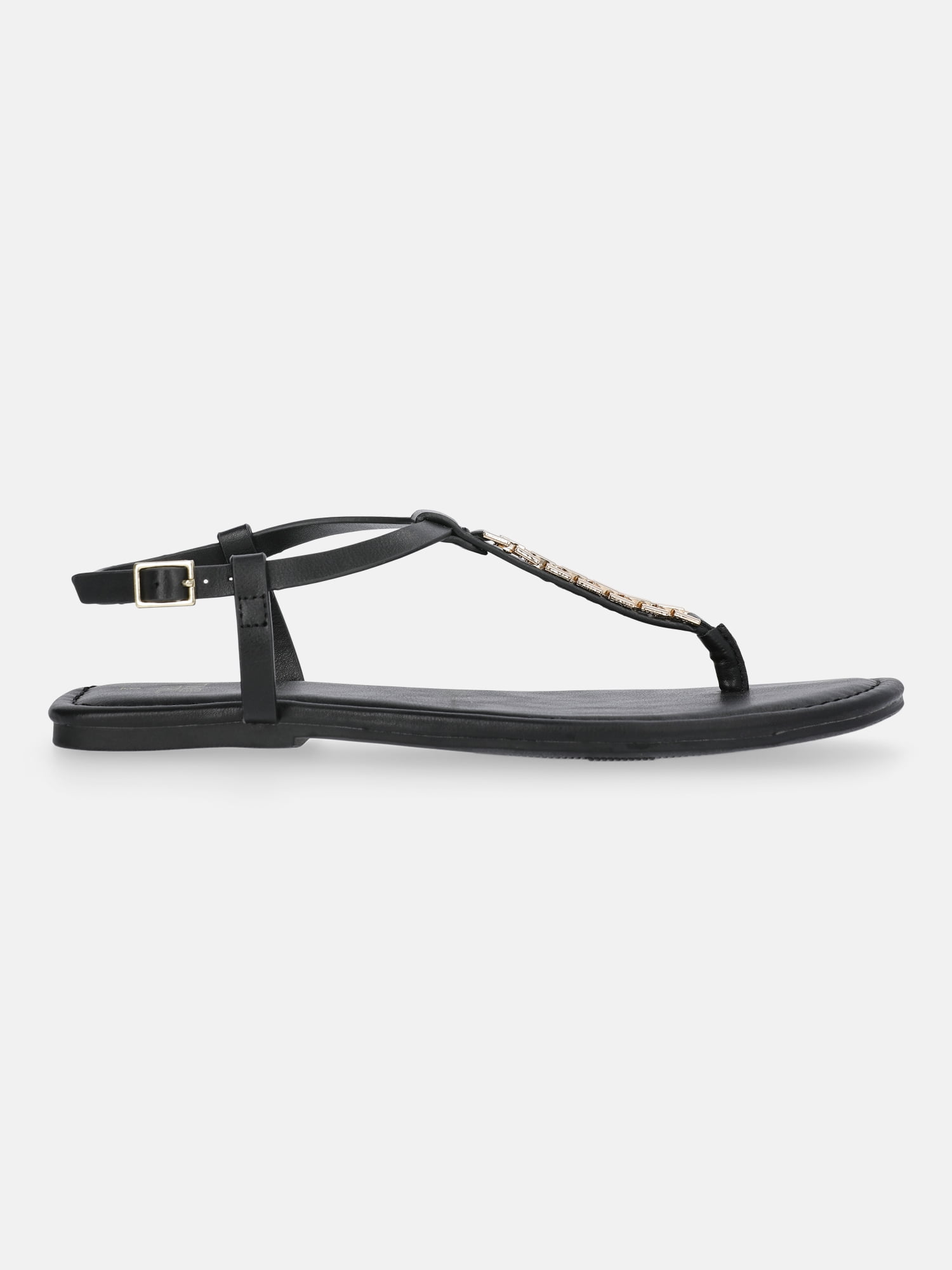 Time and Tru Women's Hardware Faux Leather Thong Sandals