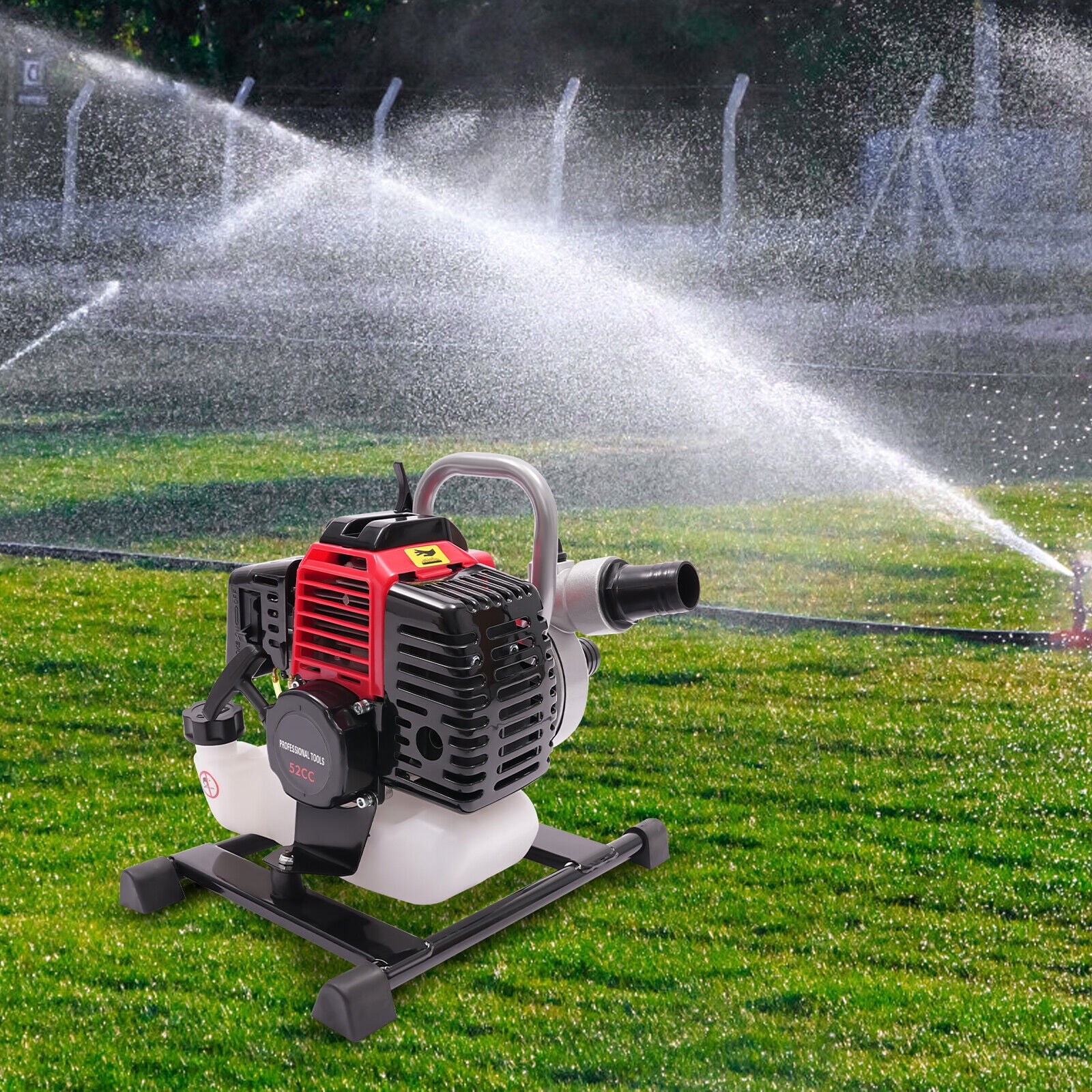 1.7KW 2Stroke Water Pump 52CC Gasoline Water Transfer Pump Single-cylinder 95dB for Pumping and Irrigation