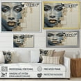 thumbnail image 4 of Designart "Collage Of An African Woman In Blue And Beige I" Africa Floater Framed Wall Art Living Room, 4 of 5