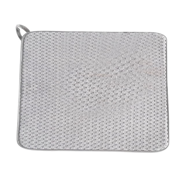 Grey, Style A, 38*50Cm, Dish Drying Mat 20 X 15 Inch Absorbent Microfiber Dishes Drainer Mats Large Size Dish Drying for Kitchen Counter Rack Countertops, 1 Microfiber Dish Drying Mat