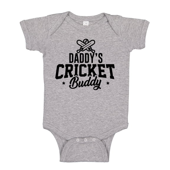 Daddy's Cricket Buddy Baby Bodysuit One Piece NB Athletic Heather