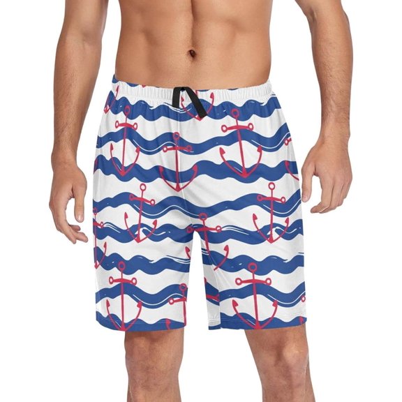 GZHJMY Anchor Pajama Pants Short for Men, Lounge Pants Lightweight Men Pajama Bottoms with Drawstring Pockets, Christmas New Year Birthday Gifts, XX-Large