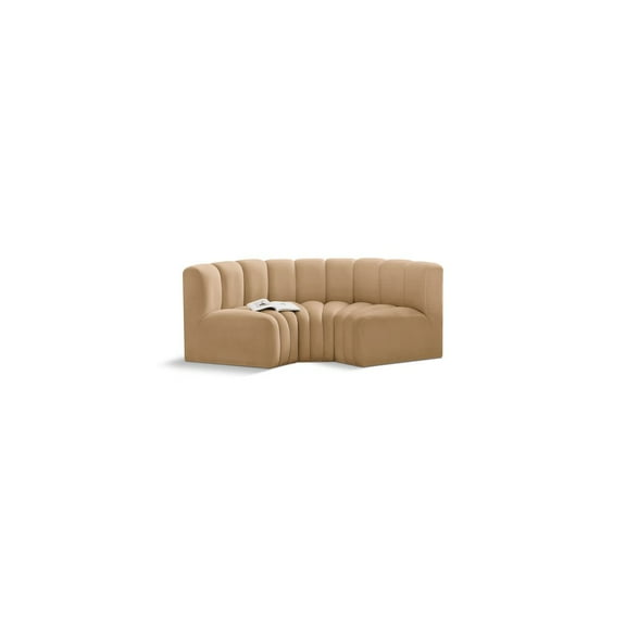 Meridian Furniture Arc Camel Velvet Modular Sectional