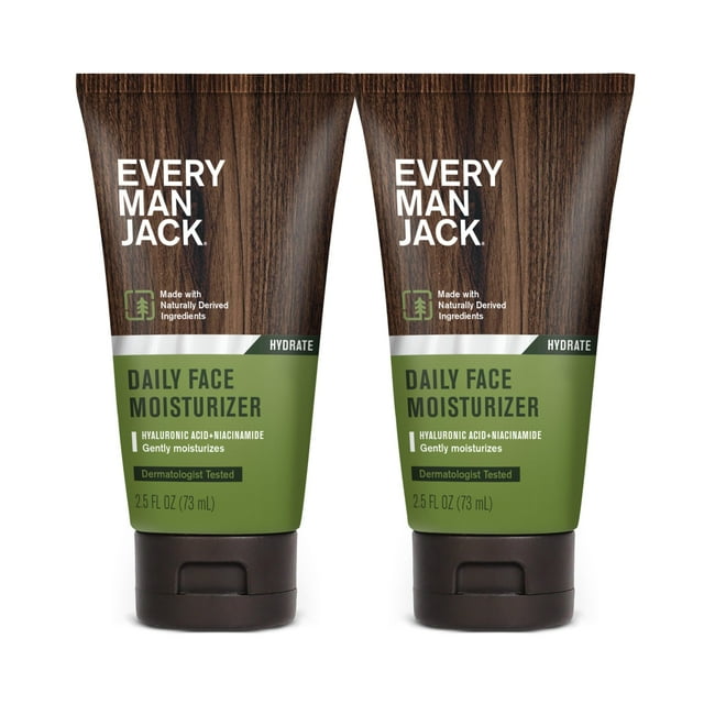 Loción facial Every Man Jack Daily Hydrating de 75 ml para hombre, paquete de 2