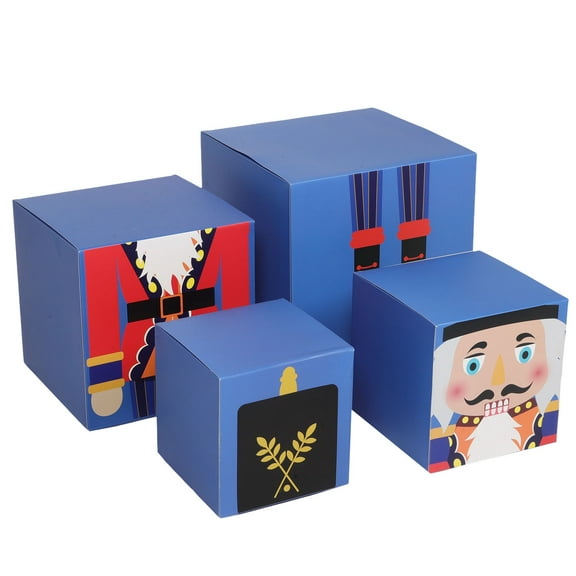 UPOUART 1 Set Blue Nutcracker Stacking Boxes Nesting Gift Boxes Paper Present Giving All Users Christmas Party