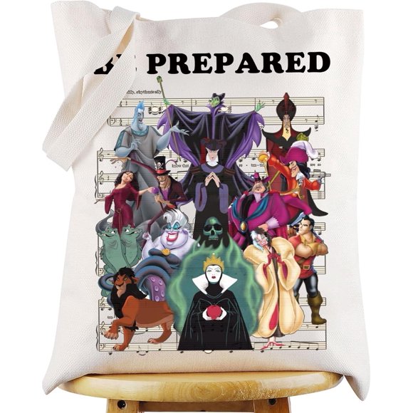 shiyou-Villains Group Tote Bag Evil Queen & Hades Fans Gift Be Prepared Ursula Grocery Bag Dr Facilier & Jafar Fans Gift