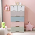 thumbnail image 4 of TOOL1SHOoo Modern Closet Drawer with Lock Plastic Drawer Dresser Cabinet Organizer with Wheels for Clothes Toys Storage Morandi, 4 of 9