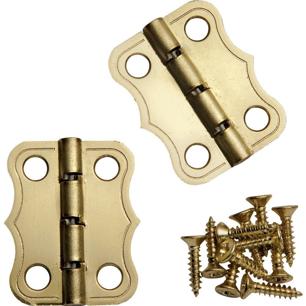 Decorative 90° Stop Hinges, Brass, Pair, Designed to be surfacemounted