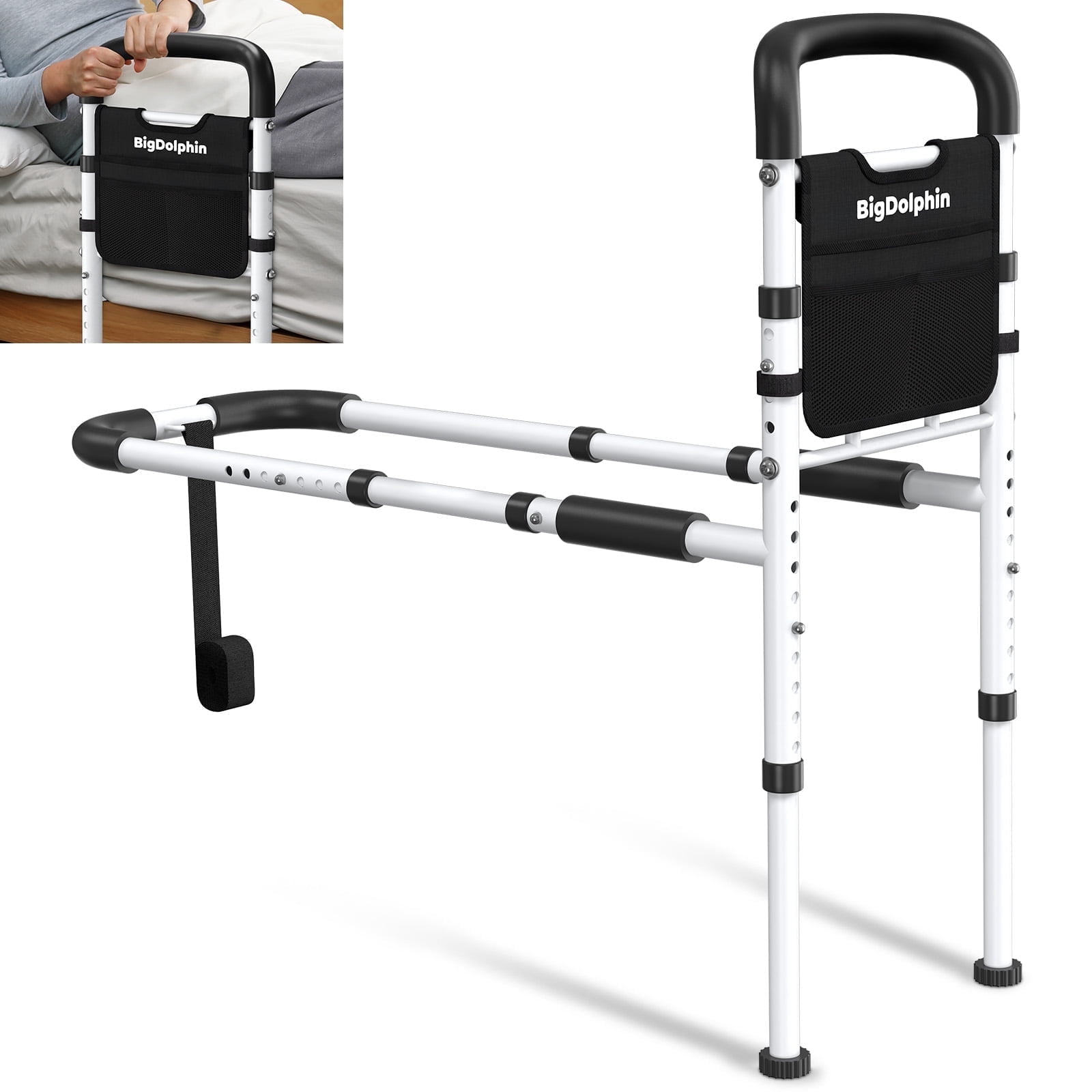 Bed Rails For Elderly Adults Safety: Side Assist Grab Bar Handrails For Seniors With Dual Handle Rails & Storage Bag - Adjustable Bed Cane Portable Bedside Railing - Fits Twin Full Queen - View #13