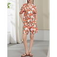 thumbnail image 6 of Biezeib Women Button up Pjs Set Fashion Print Short Sleeves Shirt and Elastic Shorts for 2 Piece Loungewear Soft Sleepwear, 6 of 6