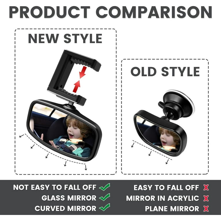 KERHAND 360 Baby Car Mirror for Baby Rear Rear View Car Seat Mirror for child Safety Car Rear Mirror Accessories for Toddler Just Adjust the Angle without Tightening the Knob BPA Free Walmart