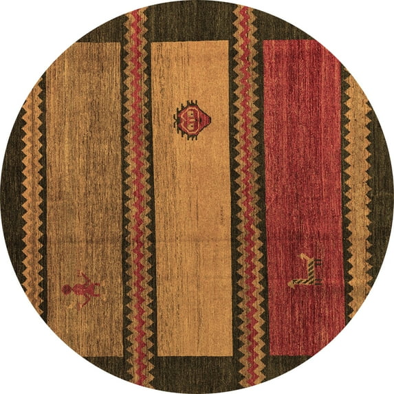 Ahgly Company Indoor Round Abstract Brown Modern Area Rugs, 3' Round