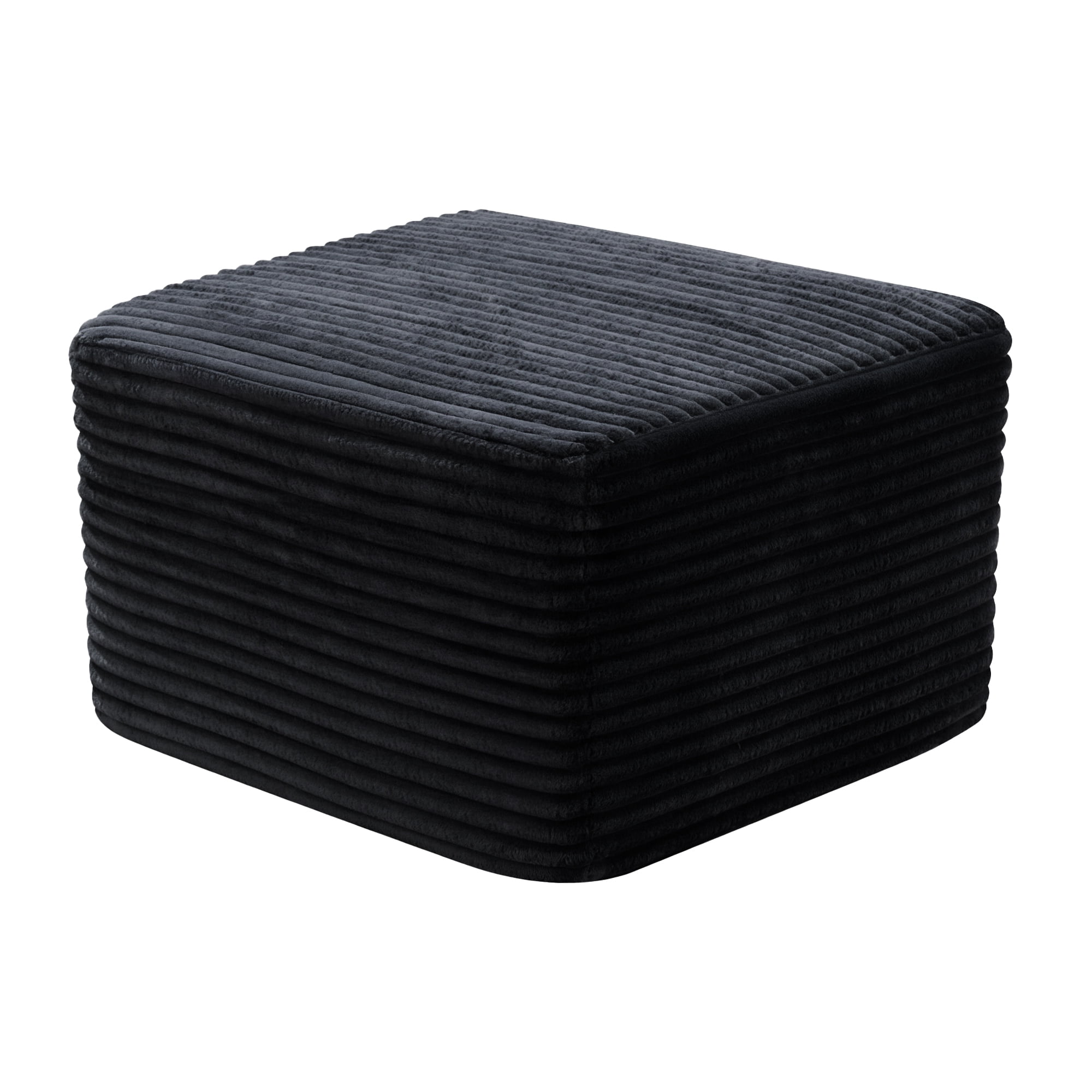 Plush Boneless Ottoman,Upholstered Cloud Couches Footrest Ottoman for Boneless Couch for Living Room, Black