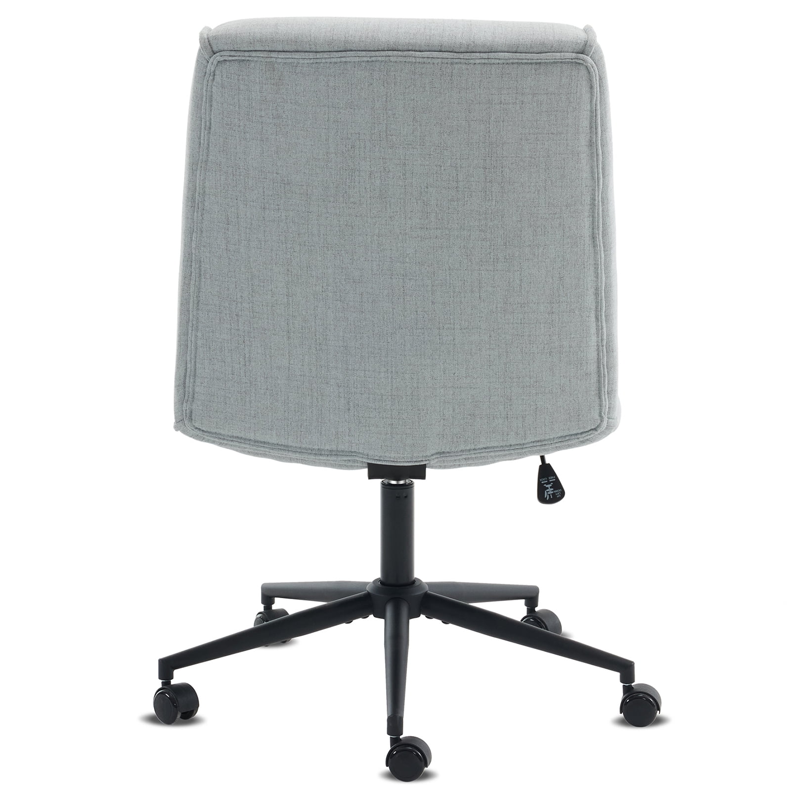 Ktaxon Armless Office Chair Linen Fabric Study Chair Adjustable Swivel Vanity Chair with Ergonomic Backrests and Wheels for Conference and Home Light Blue