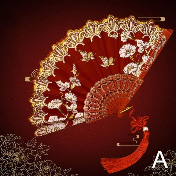 Chinese Luxury Gliding Folding Fan Wedding Bridal Fan Dance Performance New C6