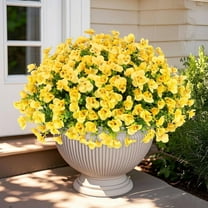 XEAZON Artificial Pansy Flowers, 12 Bundles Fake Silk Pansies Flowers, UV Resistant Silk Faux Plants for Outside Planter Window Box Front Door Porch Yard Home Party Decoration (Yellow)