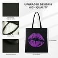 thumbnail image 3 of GOSMITH Woman Shopping Bag Large Capacity Shoulder Bag Purple Kissing Lipstick 14.1x15.7in, 3 of 6