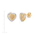 thumbnail image 2 of Women's Finecraft 1/10 cttw Diamond Halo Heart Stud Earrings in 14kt Gold-Plated Sterling Silver, 2 of 2