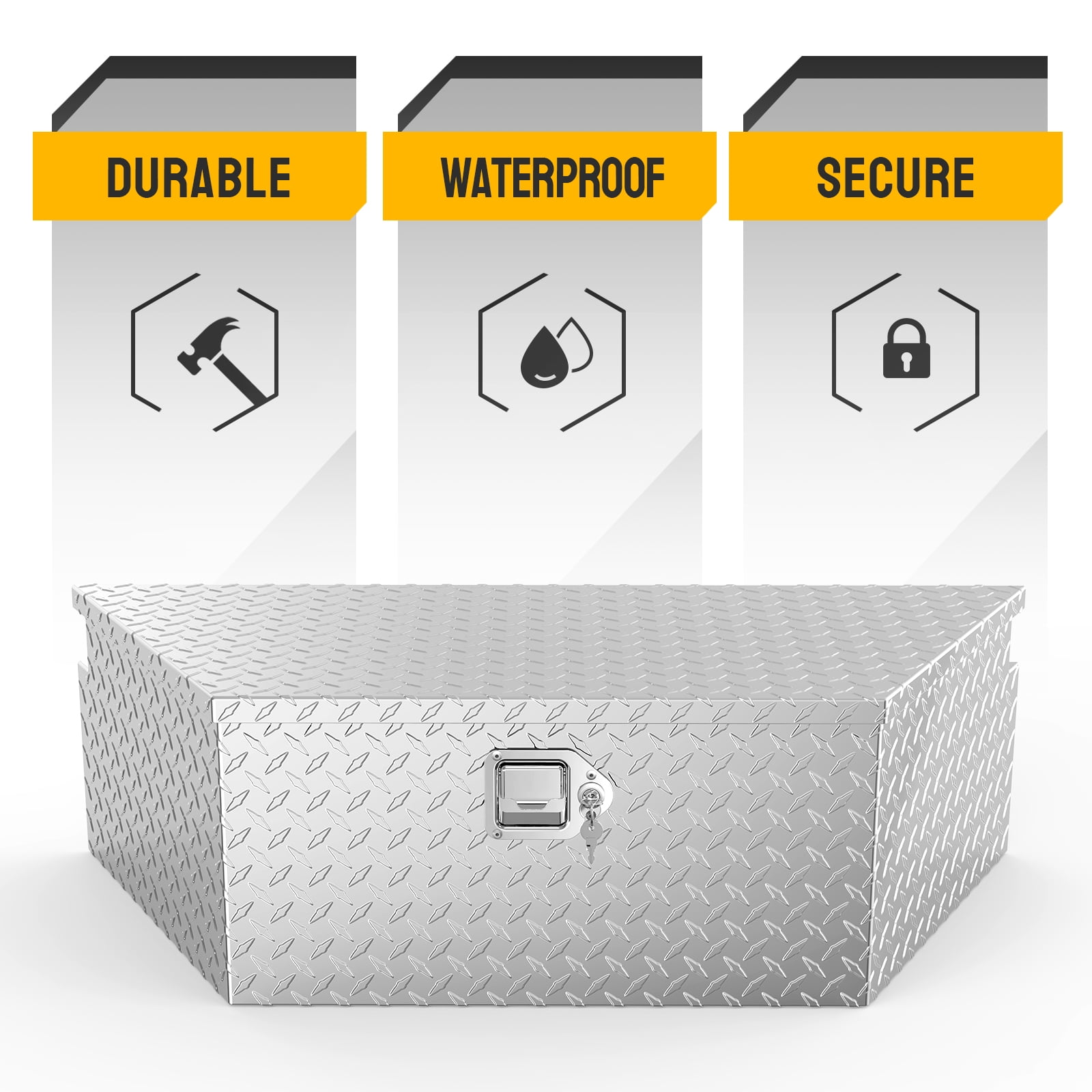 ‎TUFFIOM Lockable Tool Boxes and Organizers, Aluminum Alloy Silver, 39” x 18.3” x 11.8”
