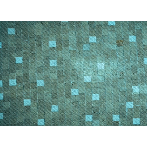 Ahgly Company Machine Washable Indoor Rectangle Transitional Deep-Sea Green Area Rugs, 2' x 3'