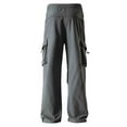 thumbnail image 4 of MELDVDIB Mens Cargo Pants Baggy Drawstring Waist Wide Leg Pant Fashion Casual Solid Color Work Trousers with Pockets Gray XL, 4 of 5