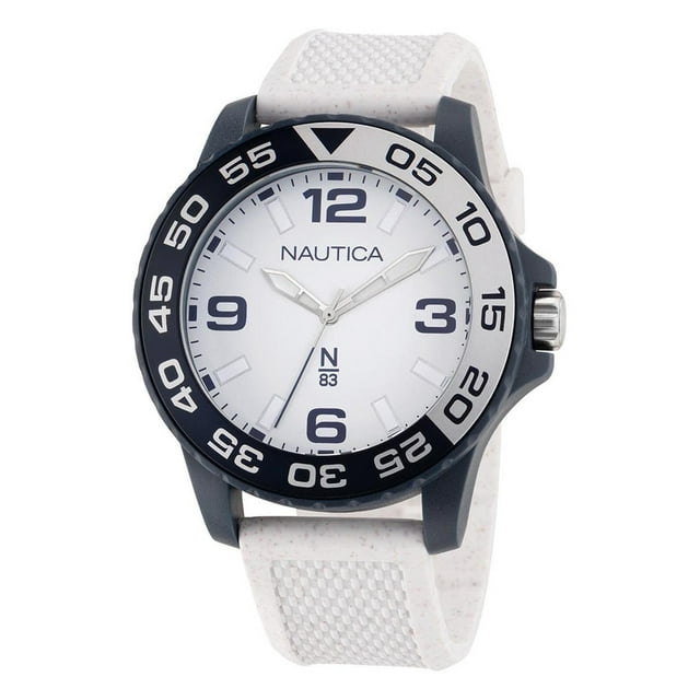 Reloj Nautica N83 Finn World 3 Manecillas Caratula Blanco y Correa Blanca 45 mm NAPFWS301