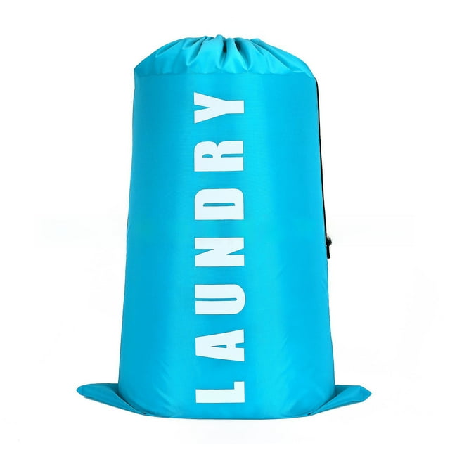 Oxford Cloth Travel Laundry Storage Bag with Smiling Face Cartoon Print, Drawstring Closure, Lightweight & Foldable for Clothes, Towels, Bedding - Ideal for Students, Travelers, Hotels (Blue,