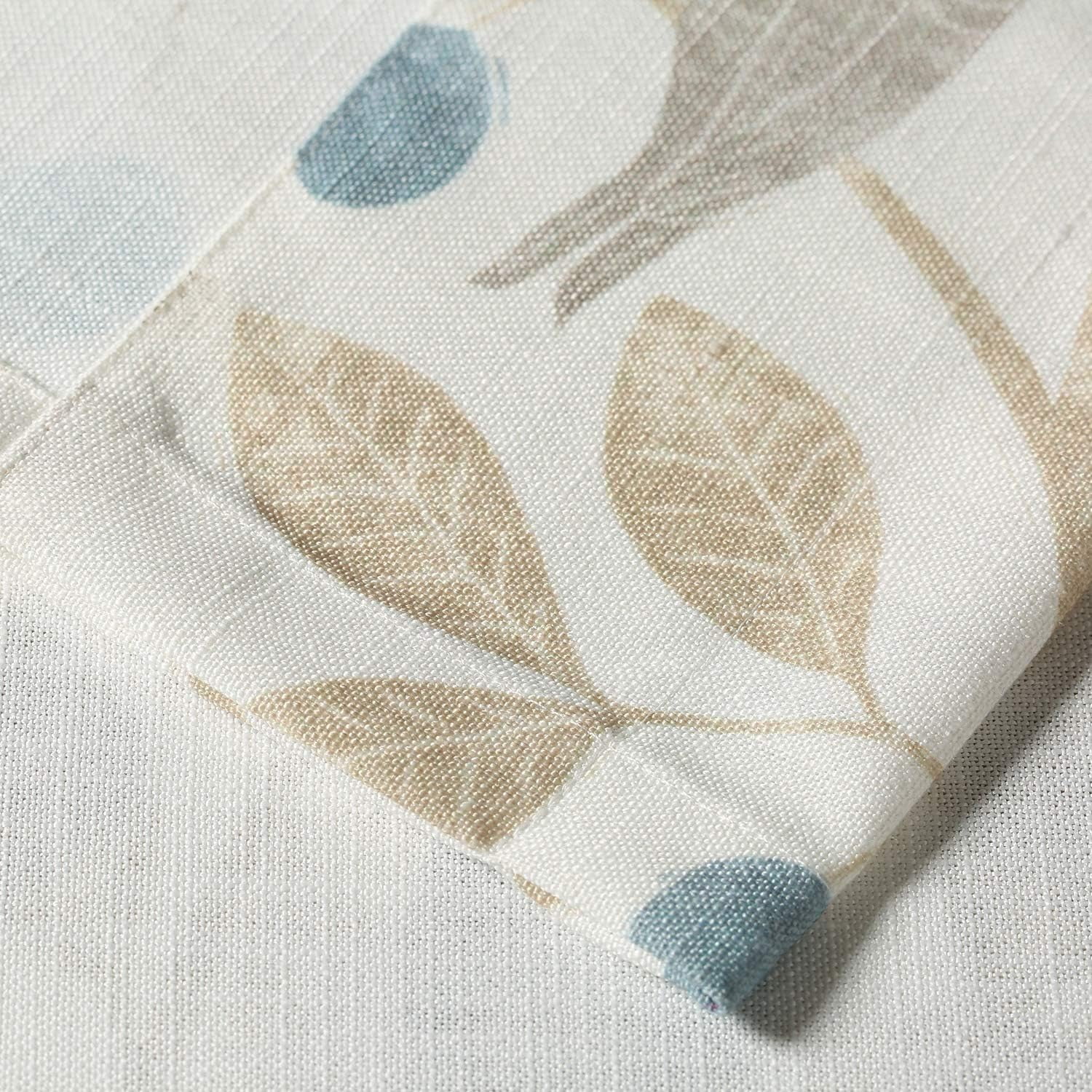 Kitchen Curtains 24 Inch Length, Green Leaves Print Linen Texture Short Tier Curtains Rod Pocket Valances for Dining Room, 30 x 24, 2 Panels