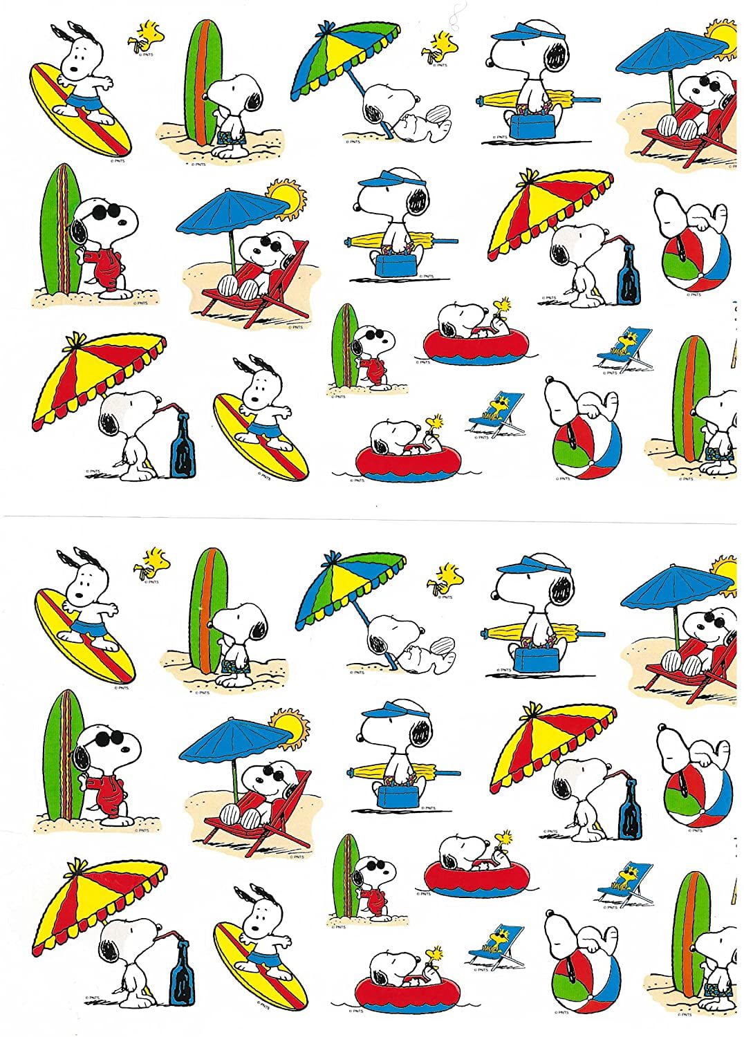 Large Current Peanuts Snoopy Summer Vacation Sticker Sheet 