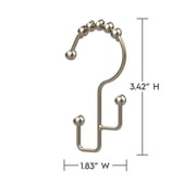 Better Homes & Gardens Satin Nickel Easy Glide Double Shower Hooks, Rustproof, 12 Count