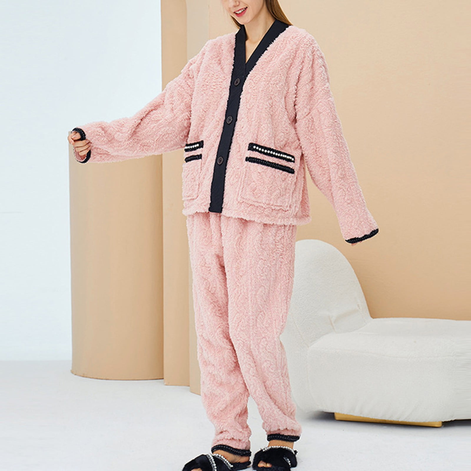 誕生日プレゼント Women Unisex , Weyolog Sleepwear Print Flannel Winter Suit Clothing