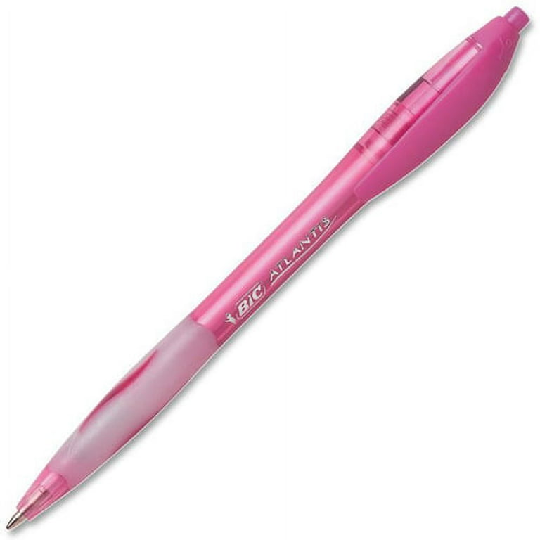 BIC Atlantis Ballpoint Retractable Pen, Pink Ink, Medium, per