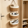 thumbnail image 6 of Hanging Baskets, Over the Door Basket Organizer, 3-Tier Woven Cotton Rope Hanging Door Basket with Hooks, Decorative Boho Style Wall Mounted Storage Baskets for Wall, Bedroom, Living Room, 6 of 6