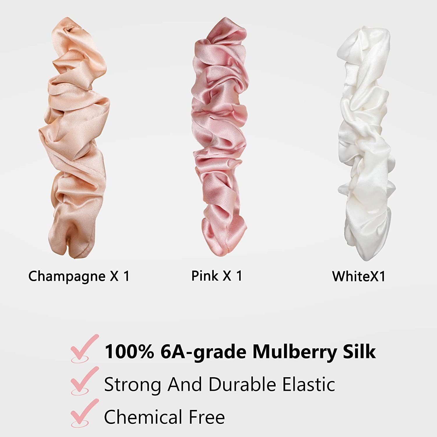 3 Pieces Pure Silk Hair Ties 19 Momme Soft Large Scrunchies Elastic Hair Ties Solid Color Ponytail Holder Scrunchies Ropes Hair Accessories, Champagne, Pink, White | Walmart Canada 3 Pieces Pure Silk Hair Ties 19 Momme Soft Large Scrunchies Elastic Hair Ties Solid Color Ponytail Holder Scrunchies Ropes Hair Accessories, Champagne, Pink, White | Walmart Canada