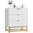 thumbnail image 3 of EastVita Modern 3 Drawer Dresser Wide Chest with Gold Metal Legs and Handles Wood Storage Organizer for Bedroom Living Room Hallway White, 3 of 7