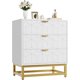 thumbnail image 3 of Moderno 3-cajón de anchura chest cómoda con gold metal legs y handles wood almacenamiento organizer para dormitorio sala de estar y hallway blanca, 3 of 7