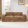 thumbnail image 2 of FFH 80" Boneless Loveseat Sofa, Velvet 2-Seater Sectional Sofa Cloud Couch for Living Room, Camel, 2 of 13