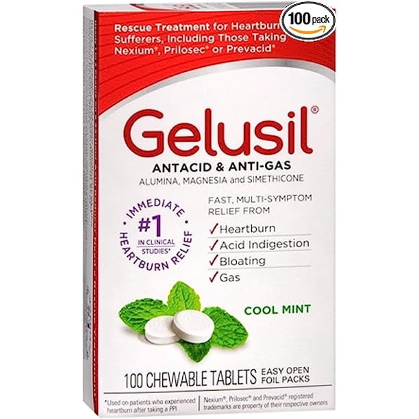 Gelusil Antacid & AntiGas Fast Relief Heartburn Pepper Mint Flavor